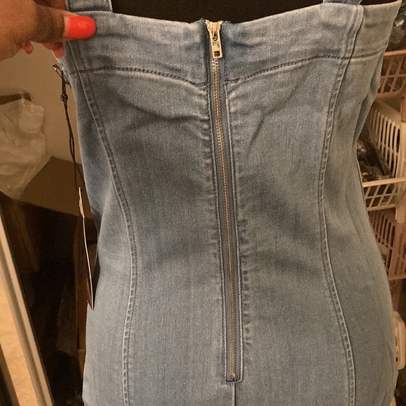 Denim Buckled Mini Dress - Picture 4 of 6